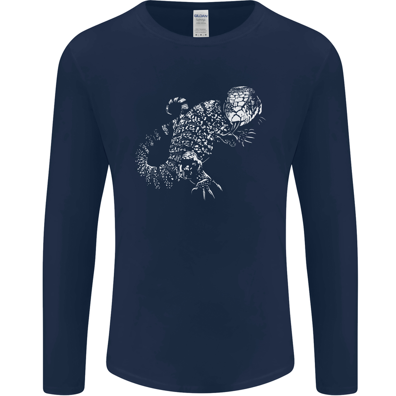 An Argentine Tegu Lizard Mens Long Sleeve T-Shirt Navy Blue
