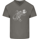 An Argentine Tegu Lizard Mens V-Neck Cotton T-Shirt Charcoal