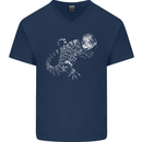 An Argentine Tegu Lizard Mens V-Neck Cotton T-Shirt Navy Blue