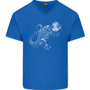 An Argentine Tegu Lizard Mens V-Neck Cotton T-Shirt Royal Blue