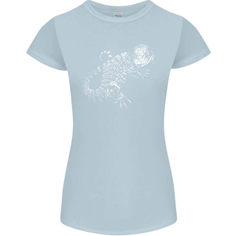 An Argentine Tegu Lizard Womens Petite Cut T-Shirt Light Blue