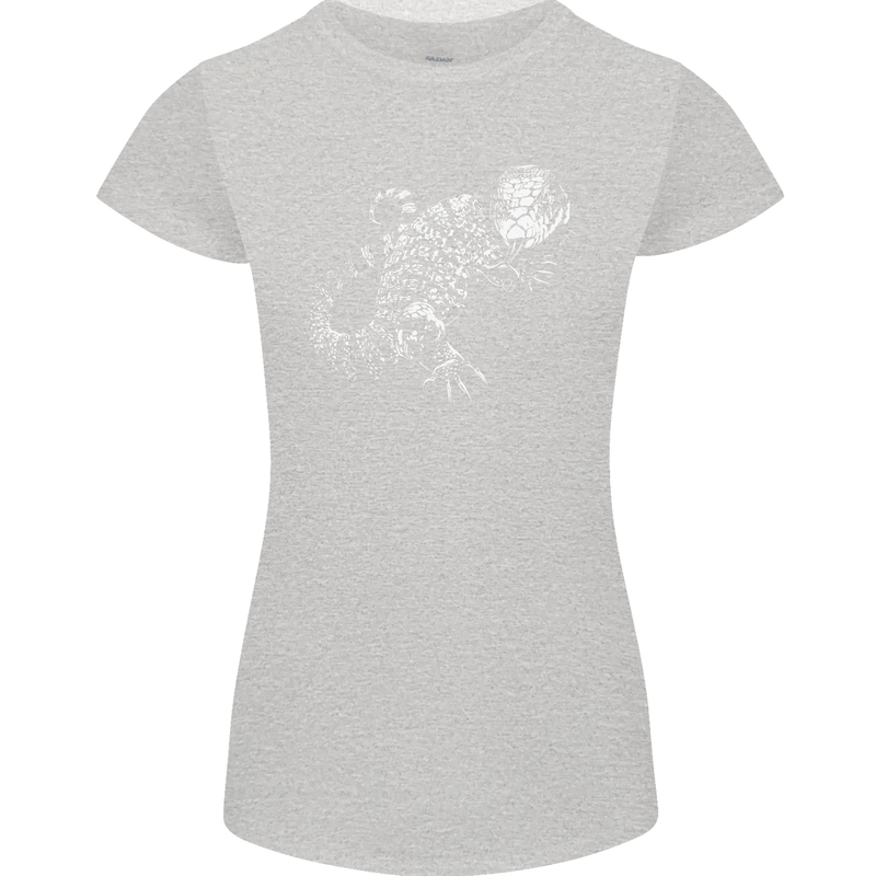 An Argentine Tegu Lizard Womens Petite Cut T-Shirt Sports Grey