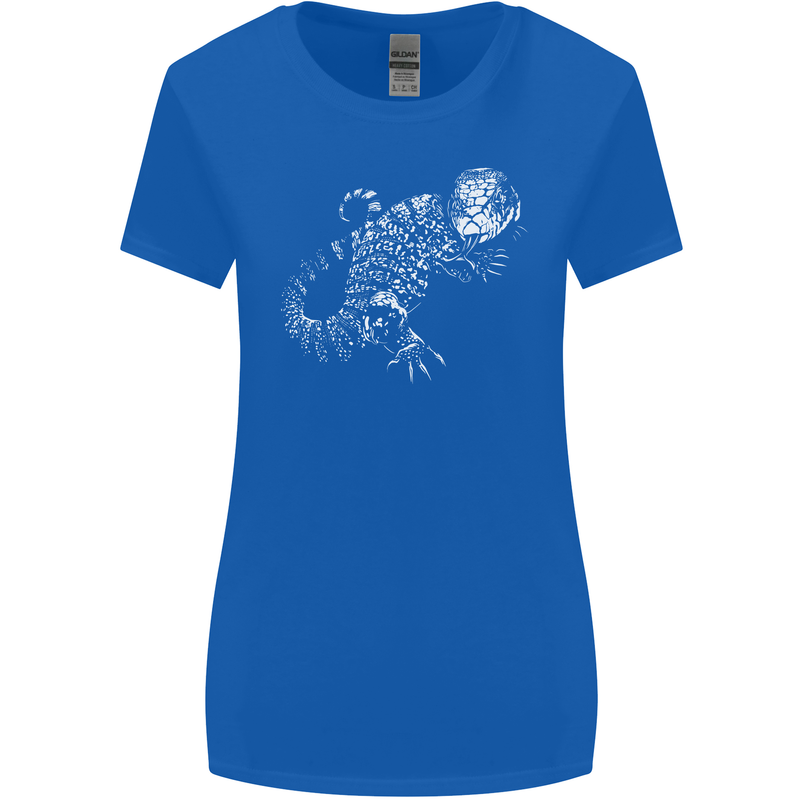 An Argentine Tegu Lizard Womens Wider Cut T-Shirt Royal Blue