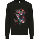 An Artistic Geisha Lady With Flowers Kids Sweatshirt Jumper Black