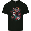 An Artistic Geisha Lady With Flowers Kids T-Shirt Childrens Black