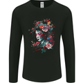 An Artistic Geisha Lady With Flowers Mens Long Sleeve T-Shirt Black