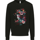 An Artistic Geisha Lady With Flowers Mens Sweatshirt Jumper Black