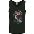 An Artistic Geisha Lady With Flowers Mens Vest Tank Top Black
