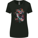 An Artistic Geisha Lady With Flowers Womens Wider Cut T-Shirt Black
