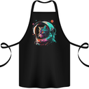 An Astronaut Cat in Outer Space Cotton Apron 100% Organic Black