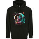 An Astronaut Cat in Outer Space Mens 80% Cotton Hoodie Black