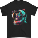 An Astronaut Cat in Outer Space Mens Gildan Cotton T-Shirt Black