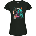 An Astronaut Cat in Outer Space Womens Petite Cut T-Shirt Black