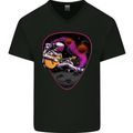 An Astronaut Playing Guitar Space Rock Mens V-Neck Cotton T-Shirt Black