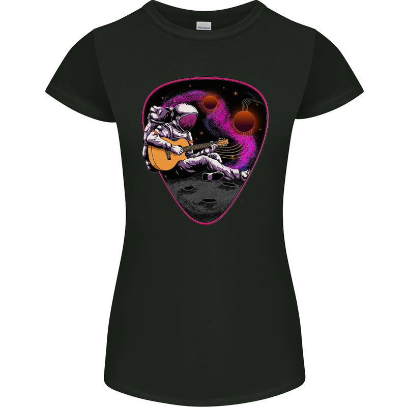 An Astronaut Playing Guitar Space Rock Womens Petite Cut T-Shirt Black