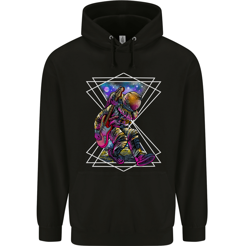 An Astronaut Playing a Guitar Guitarist Childrens Kids Hoodie Black