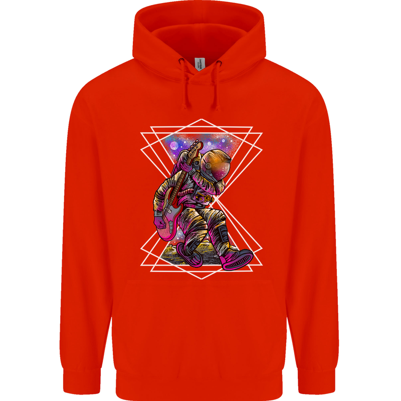 An Astronaut Playing a Guitar Guitarist Childrens Kids Hoodie Bright Red