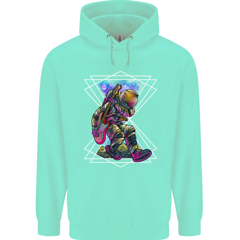 An Astronaut Playing a Guitar Guitarist Childrens Kids Hoodie Peppermint