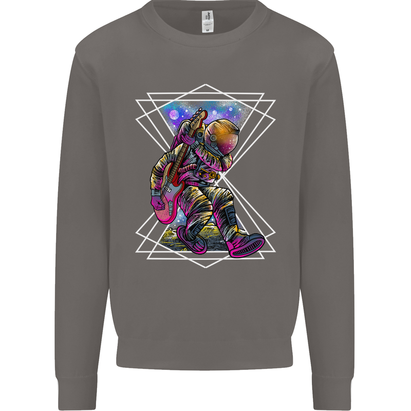 An Astronaut Playing a Guitar Guitarist Mens Sweatshirt Jumper Charcoal