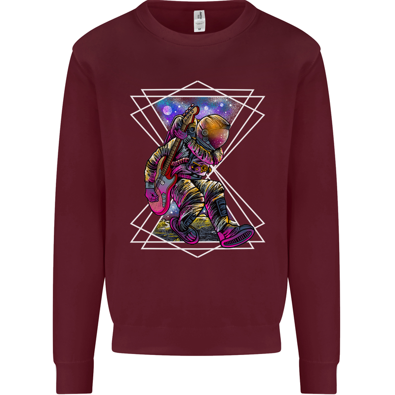 An Astronaut Playing a Guitar Guitarist Mens Sweatshirt Jumper Maroon
