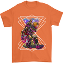 An Astronaut Playing a Guitar Guitarist Mens T-Shirt Cotton Gildan Orange
