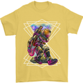 An Astronaut Playing a Guitar Guitarist Mens T-Shirt Cotton Gildan Yellow