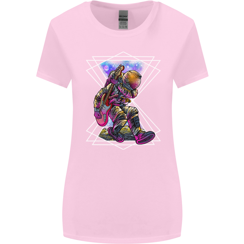 An Astronaut Playing a Guitar Guitarist Womens Wider Cut T-Shirt Light Pink