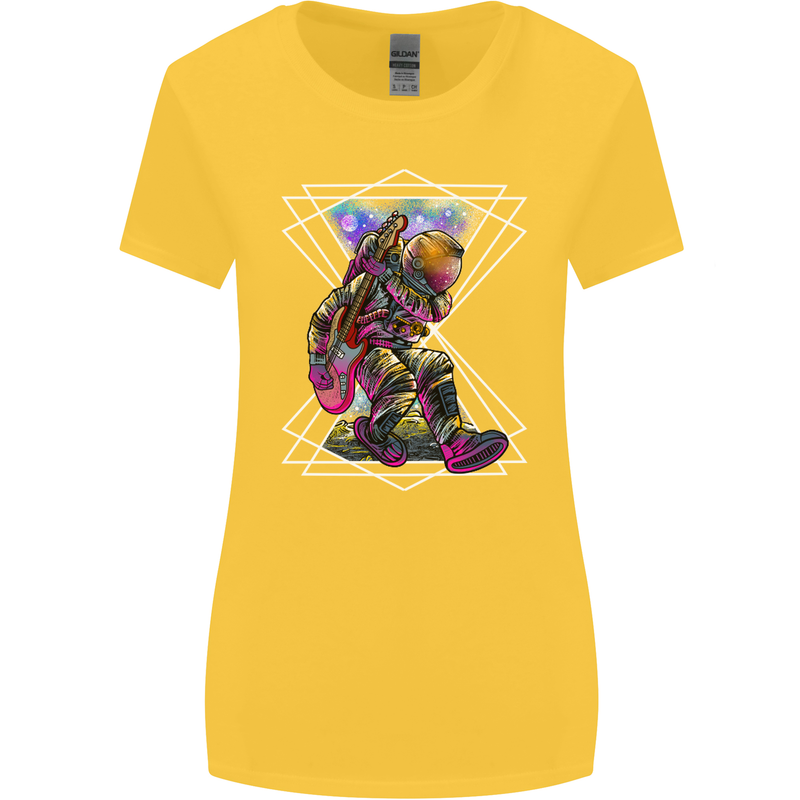 An Astronaut Playing a Guitar Guitarist Womens Wider Cut T-Shirt Yellow