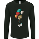 An Astronaut With Planets as Balloons Space Mens Long Sleeve T-Shirt Black