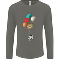An Astronaut With Planets as Balloons Space Mens Long Sleeve T-Shirt Charcoal