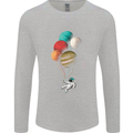 An Astronaut With Planets as Balloons Space Mens Long Sleeve T-Shirt Sports Grey