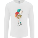 An Astronaut With Planets as Balloons Space Mens Long Sleeve T-Shirt White