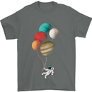 An Astronaut With Planets as Balloons Space Mens T-Shirt Cotton Gildan Charcoal