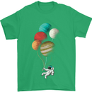 An Astronaut With Planets as Balloons Space Mens T-Shirt Cotton Gildan Irish Green