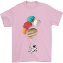 An Astronaut With Planets as Balloons Space Mens T-Shirt Cotton Gildan Light Pink