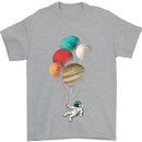 An Astronaut With Planets as Balloons Space Mens T-Shirt Cotton Gildan Sports Grey