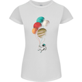 An Astronaut With Planets as Balloons Space Womens Petite Cut T-Shirt White
