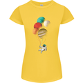 An Astronaut With Planets as Balloons Space Womens Petite Cut T-Shirt Yellow