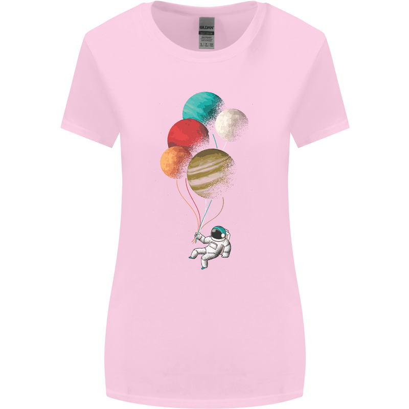 An Astronaut With Planets as Balloons Space Womens Wider Cut T-Shirt Light Pink