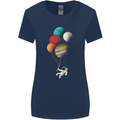 An Astronaut With Planets as Balloons Space Womens Wider Cut T-Shirt Navy Blue