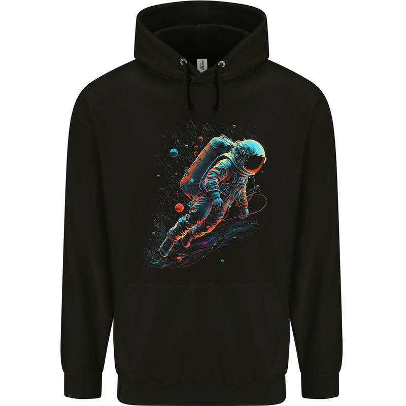 An Astronaut in Outer Space Man Childrens Kids Hoodie Black