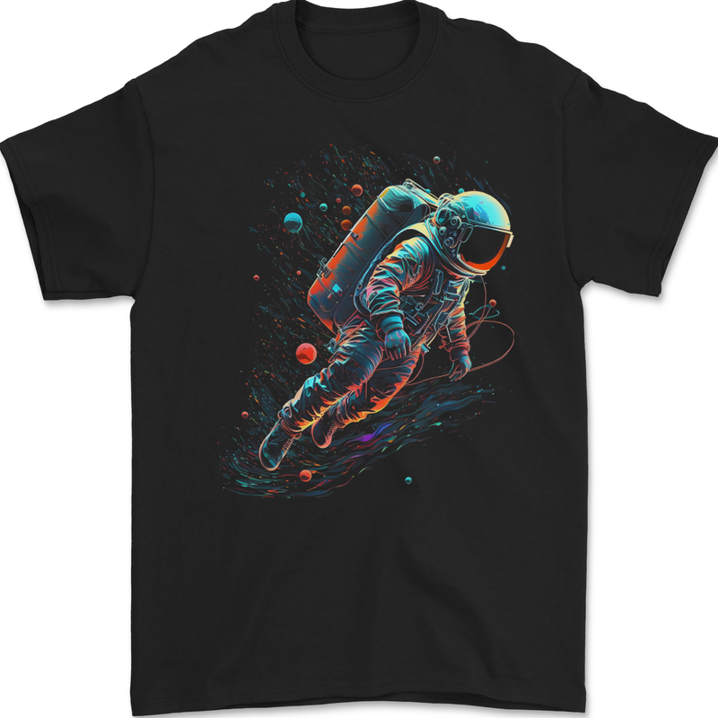 An Astronaut in Outer Space Man Mens Gildan Cotton T-Shirt Black