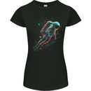 An Astronaut in Outer Space Man Womens Petite Cut T-Shirt Black