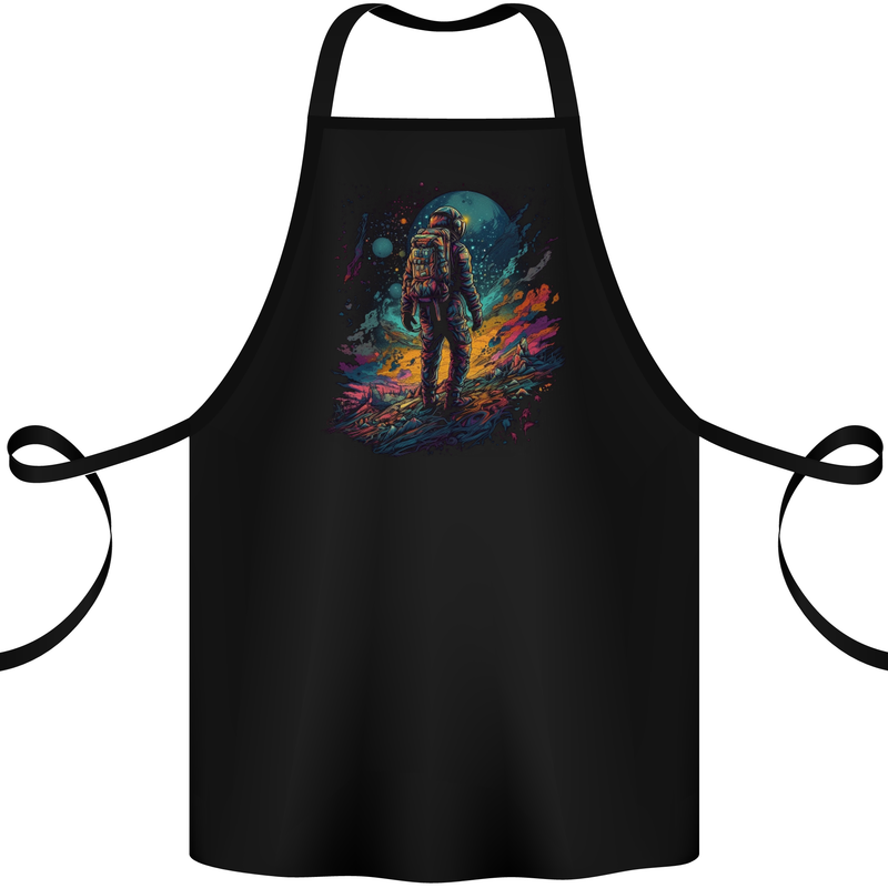 An Astronaut on an Alien Planet Spaceman Cotton Apron 100% Organic Black