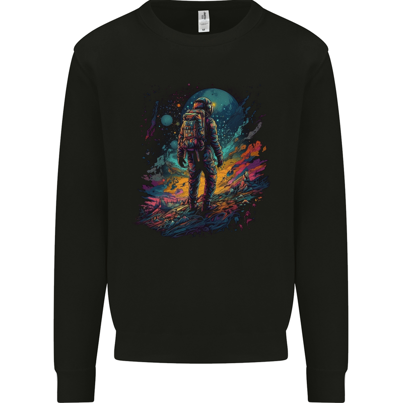 An Astronaut on an Alien Planet Spaceman Kids Sweatshirt Jumper Black