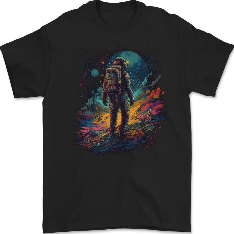 An Astronaut on an Alien Planet Spaceman Mens Gildan Cotton T-Shirt Black