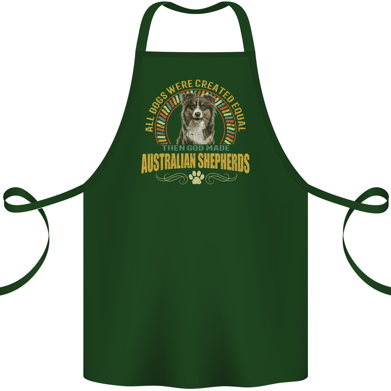 An Australian Shepherd Dog Cotton Apron 100% Organic Forest Green