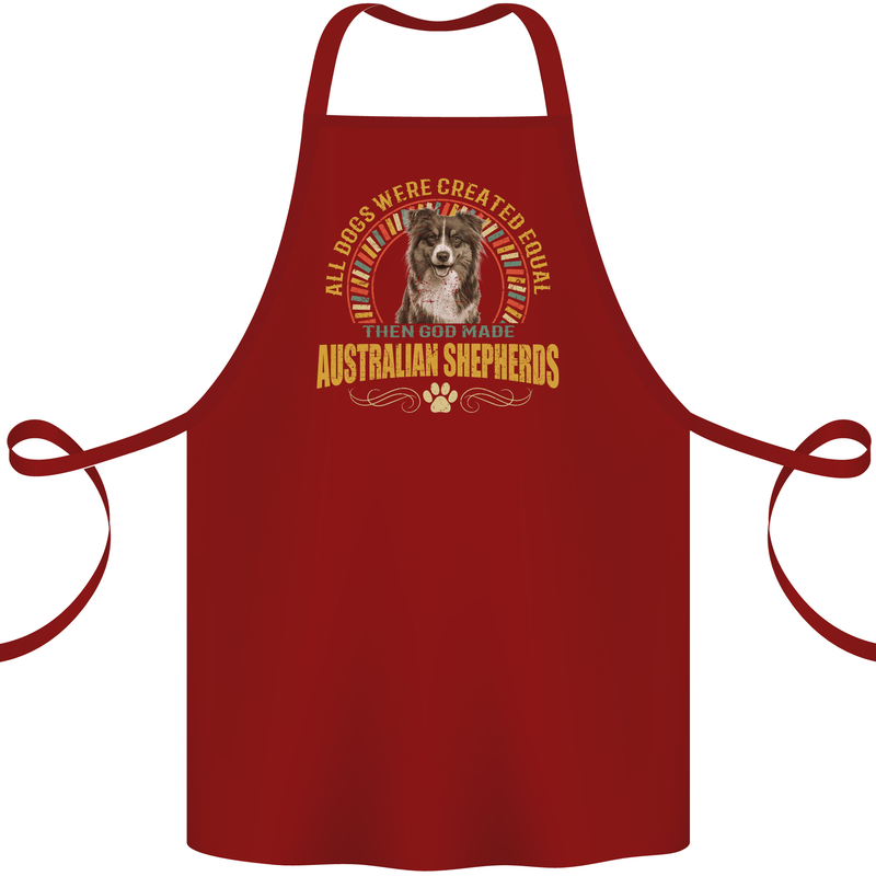 An Australian Shepherd Dog Cotton Apron 100% Organic Maroon