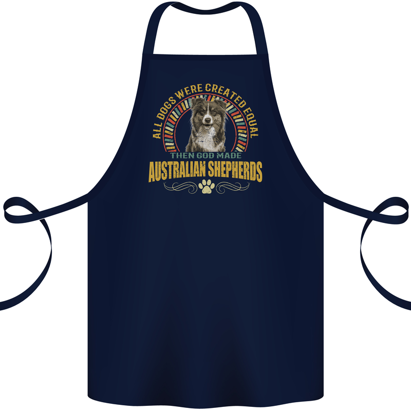 An Australian Shepherd Dog Cotton Apron 100% Organic Navy Blue