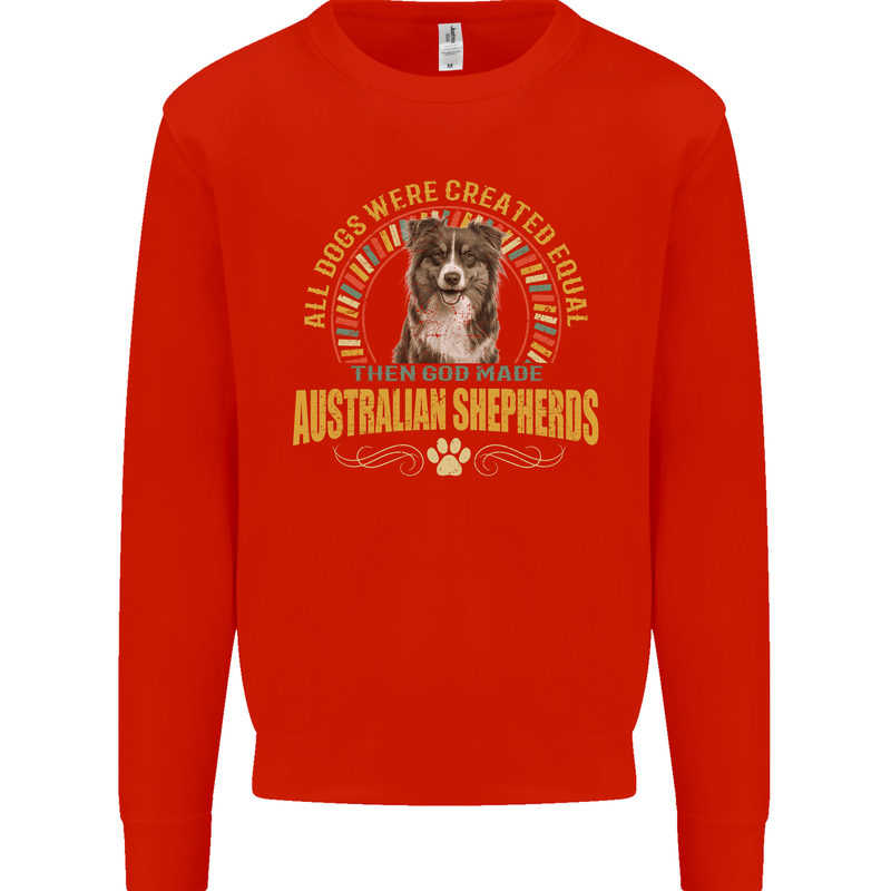 An Australian Shepherd Dog Kids Sweatshirt Jumper Bright Red